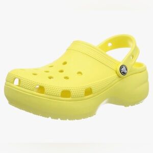 Lemon yellow platform crocs, women’s size 6